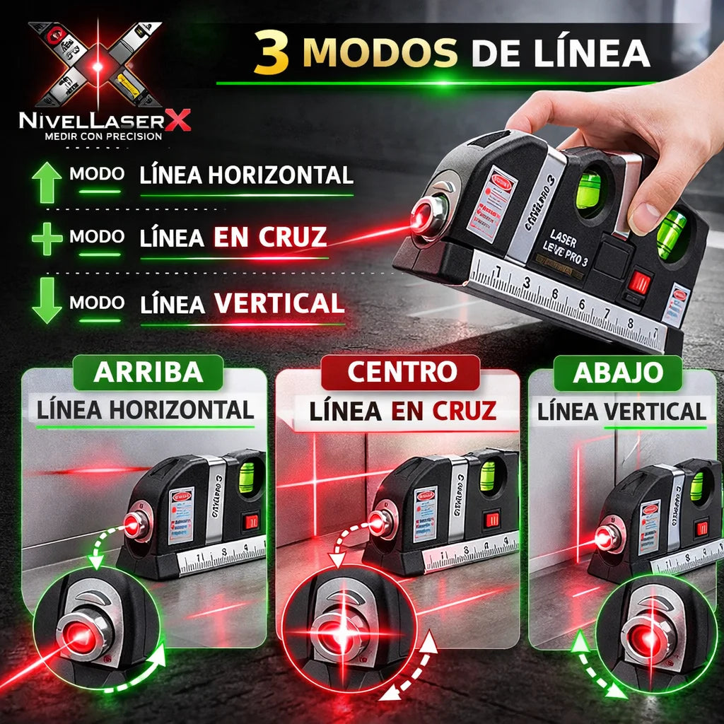 Nivel Láser 3 en 1 📏 Mide, nivela y alinea ✍️ Cuelga cualquier cosa derecho en menos de 2 minutos
