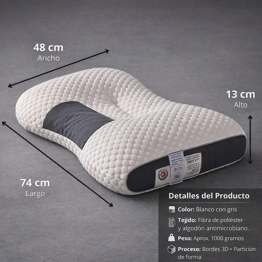 Almohada Ergonómica Cervical – Soporte de Cuello – Despierta con Menos Molestias Desde las Primeras Noches