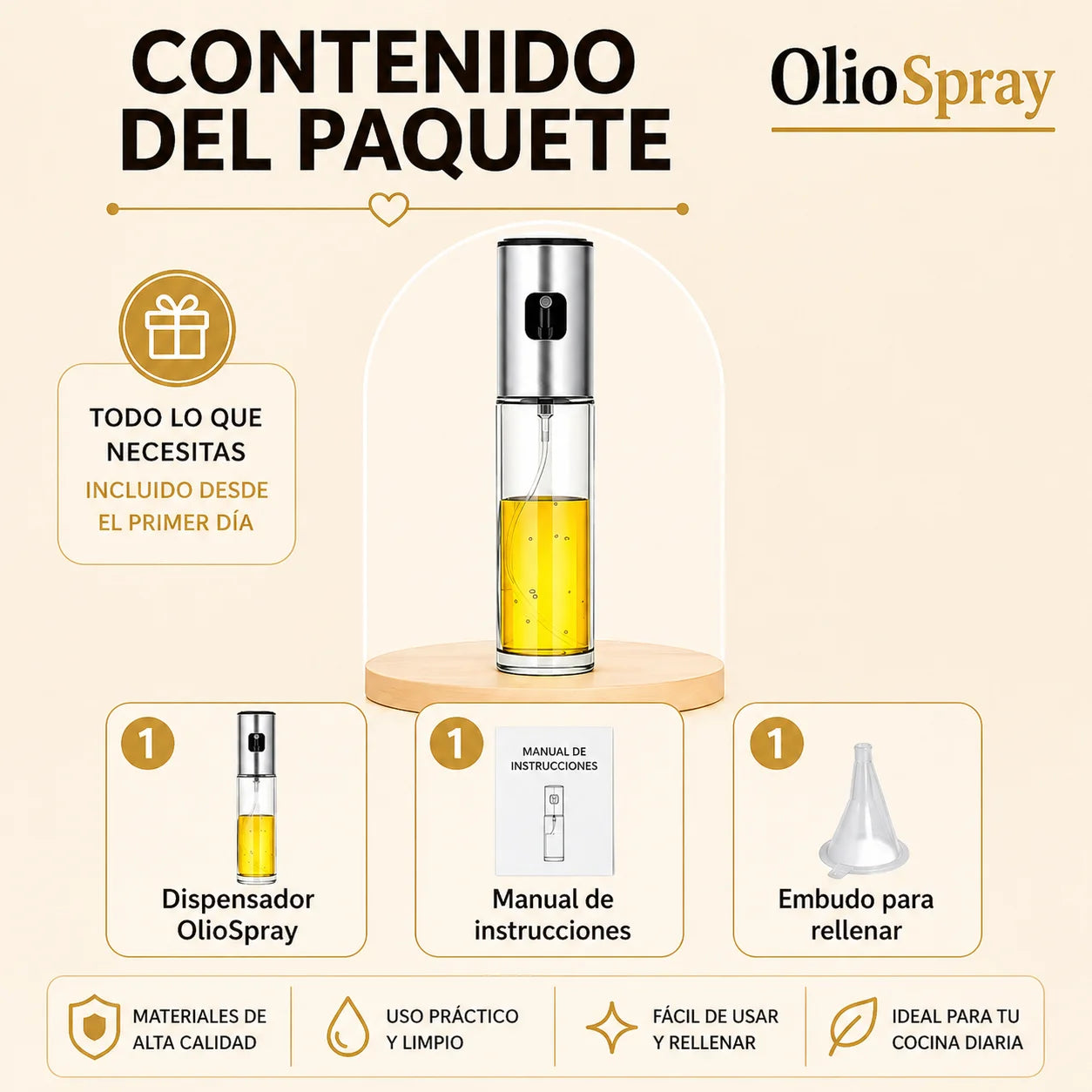 OlioSpray - Controla el aceite que usas, sin derramar ni desperdiciar