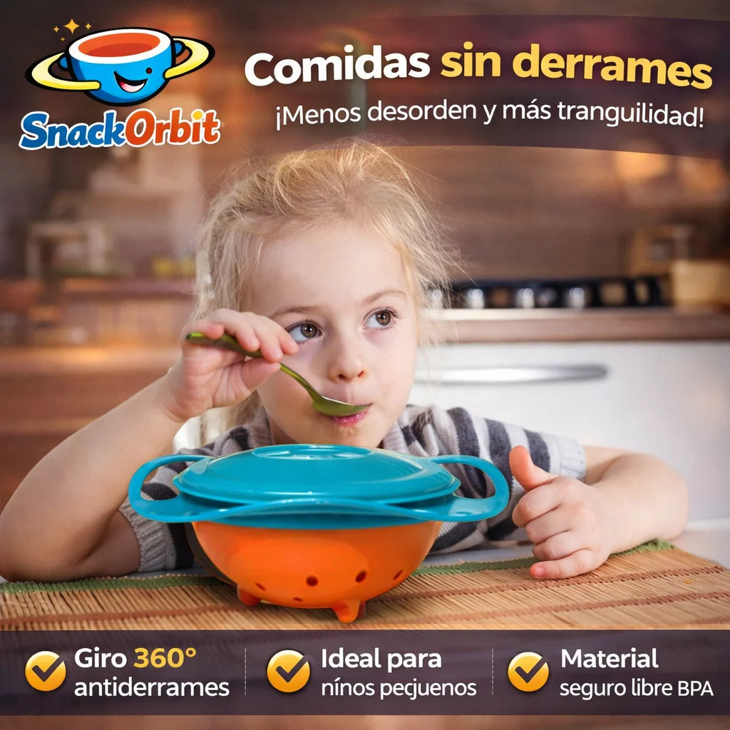 SnackOrbit Plato Giratorio - Mantén la comida dentro del plato mientras tu hijo o nieto aprende a comer solo
