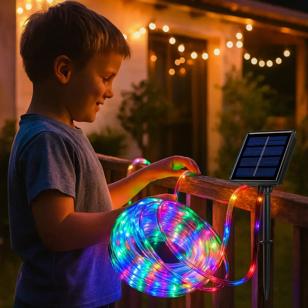 Manguera LED Solar Multicolor 💥 – Ilumina tu hogar 🏠 – ¡Decora Sin Pagar Energía!💡