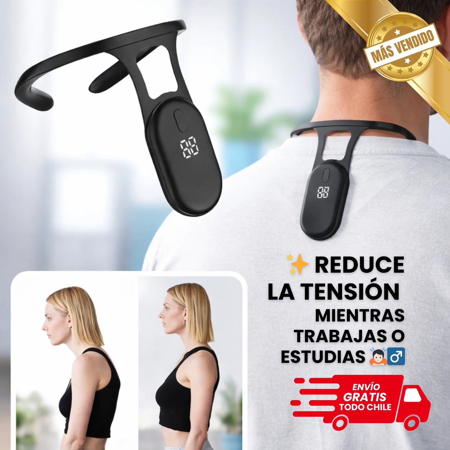 🤩Corrector Postural con Sensor - Vibra al Encorvarte - Mejora tu alineación progresivamente🧍🏼✅
