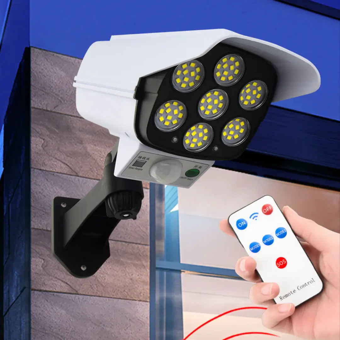 🔆 Foco LED Solar Tipo Cámara – 🏠 Ilumina tu hogar y ahuyenta intrusos – 🌙 Seguridad 24 h sin gastar luz 💡