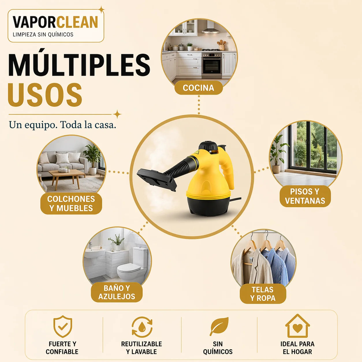 VaporClean - Desinfecta toda tu casa sin químicos en la mitad del tiempo