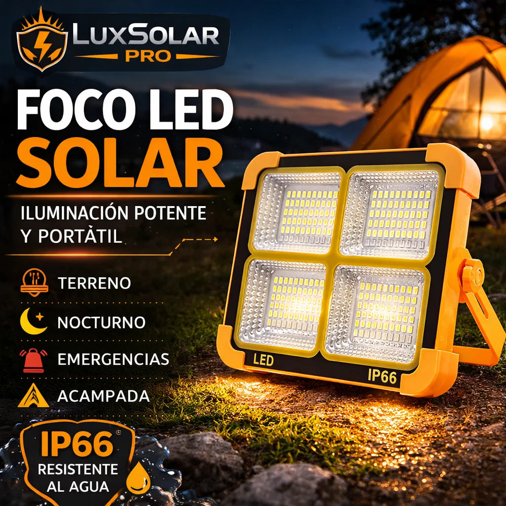 LuxSolar Pro ⚡️ Luz potente para el trabajo y las emergencias - Carga Solar o USB