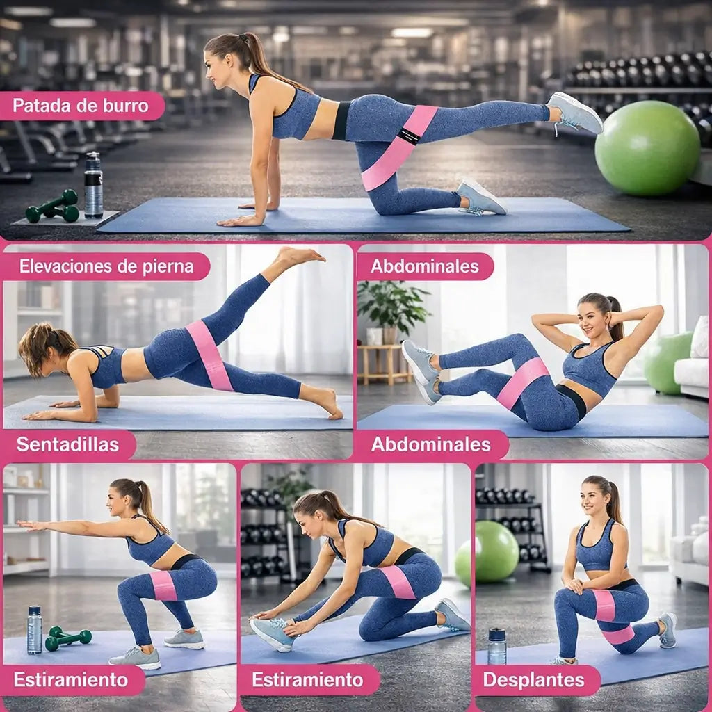 💪 Set de 3 Bandas Elásticas de Tela 🏠 Tonificación en Casa ✨ Fortalece Brazos, Glúteos y Piernas ⏱️ Rutinas Simples y Efectivas en Pocas Semanas