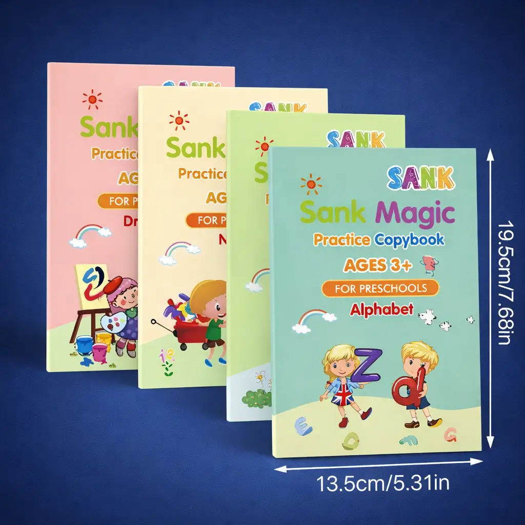 📘 Set de 4 Cuadernos de Caligrafía Mágicos Reutilizables 🧠 Práctica de Escritura y Números 🚫📱 Aprendizaje activo sin pantallas en pocas semanas