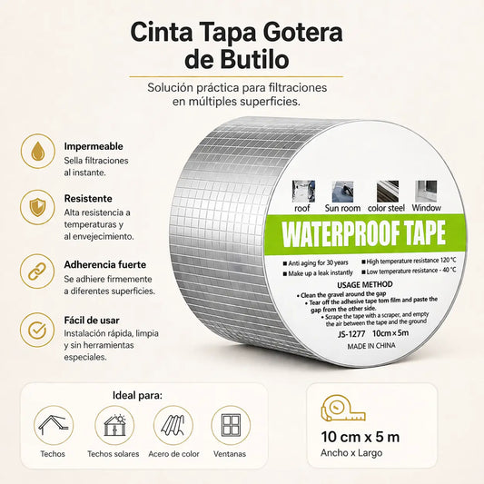 Cinta Tapa Gotera De Butilo 10cm X 5mts