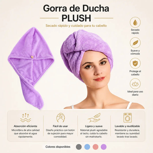 Gorra de Ducha Plush Secado Rápido