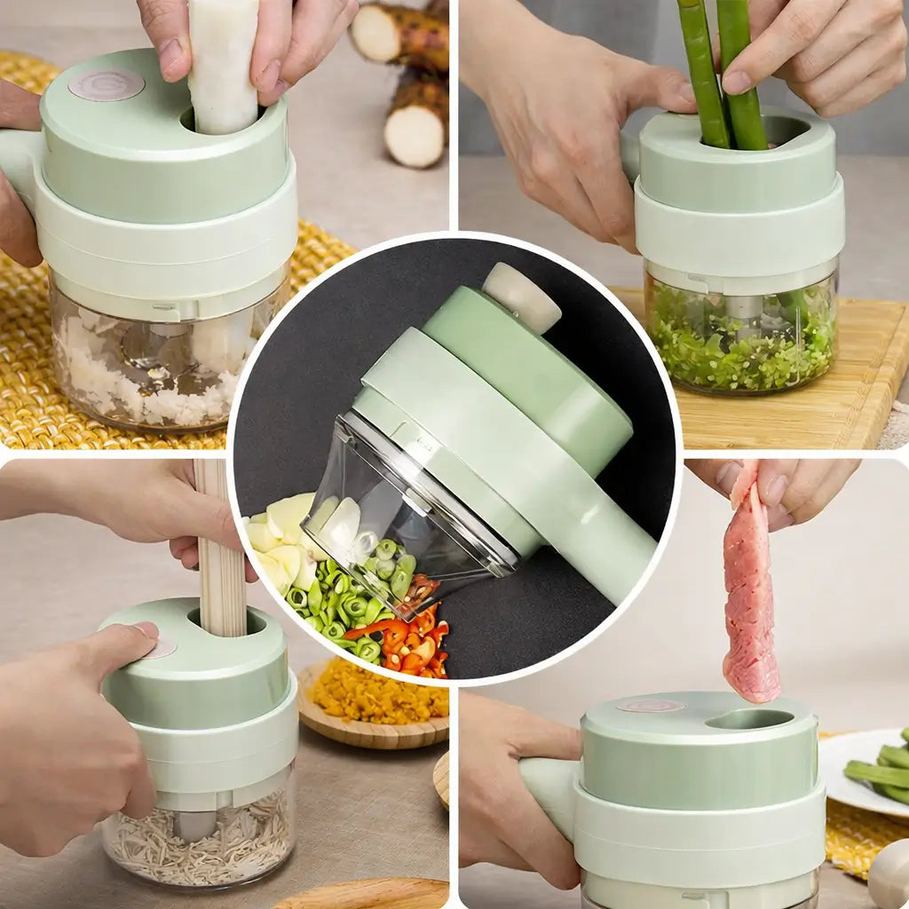 🥗🔪 Picadora de Verduras Eléctrica Portátil ⚡ – Pica y corta alimentos fácilmente ✂️ – Prepara tus ingredientes en minutos ⏱️