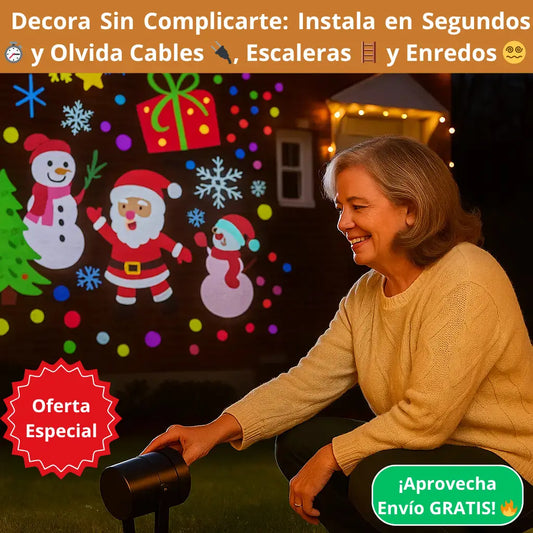 🎄 Proyector Navideño LED ✨ – Decoración Instantánea 🏠 – Ilumina Tu Hogar en Segundos ⚡