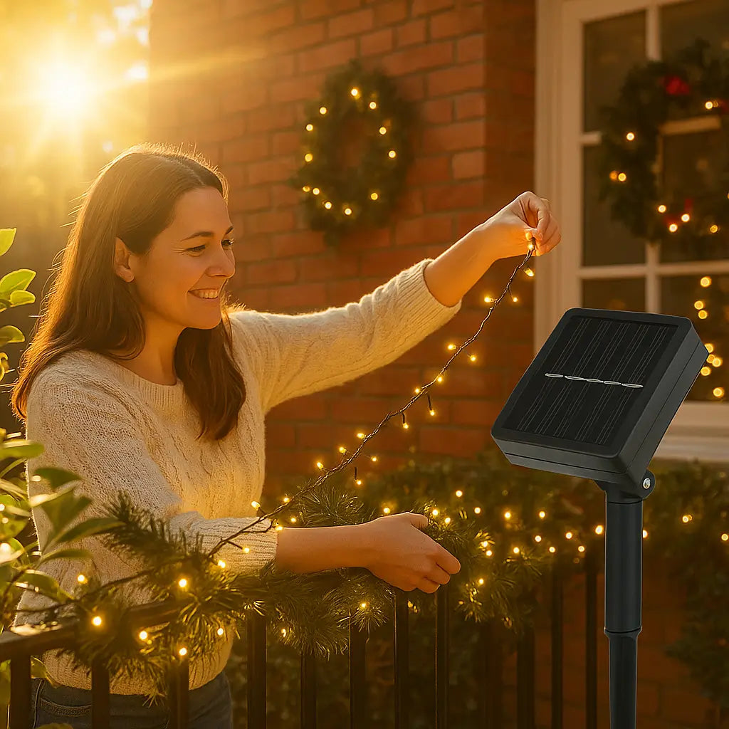 Luces Navideñas Solares Cálidas 🌟– Decoran y Ahorran tu Hogar – Ilumina sin Preocuparte del Consumo