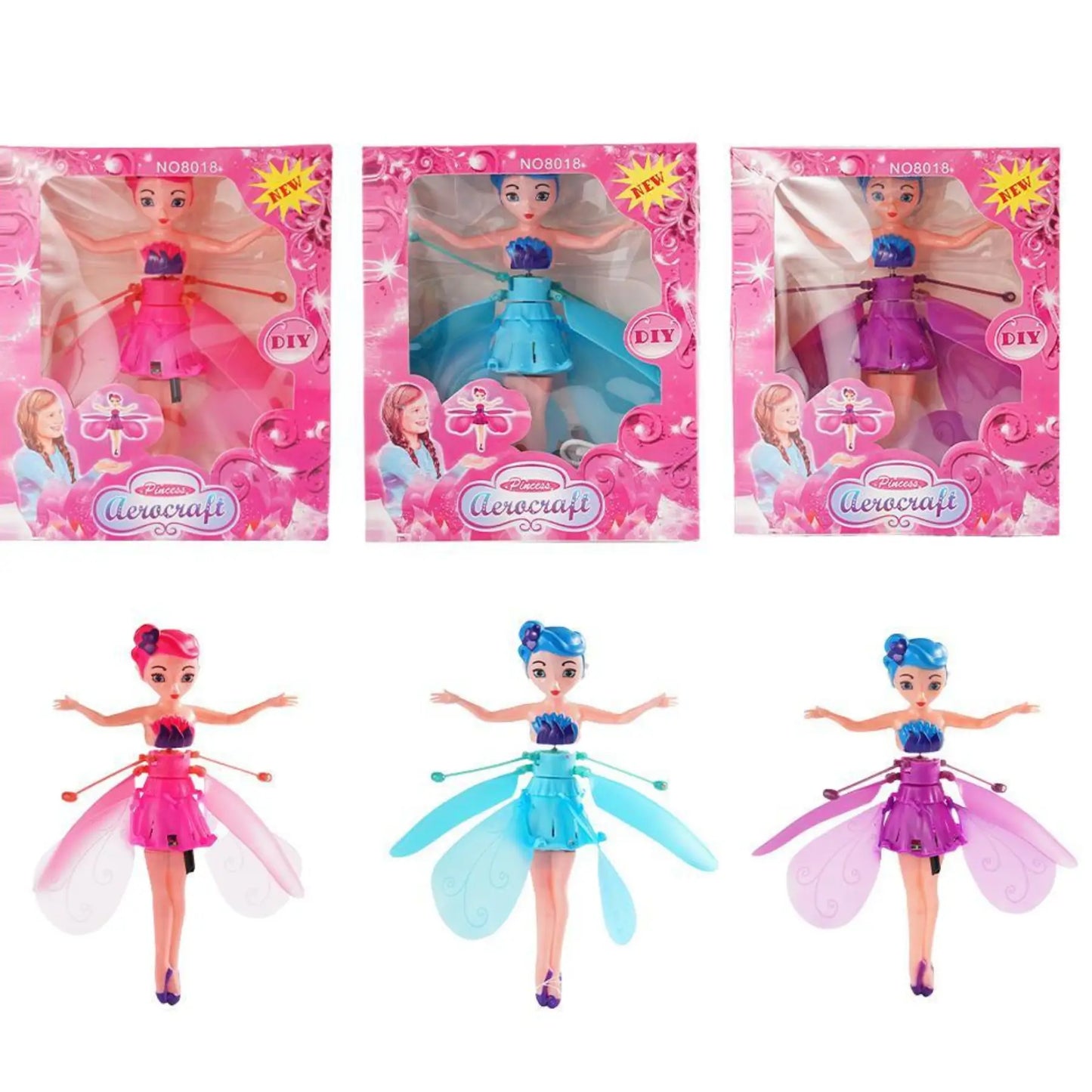 🧚‍♀️✨ Hada Voladora (Celeste / Rosado/ Morado/ al Azar) – Vuelo Interactivo – Más Imaginación en Solo Minutos 🌈💫]