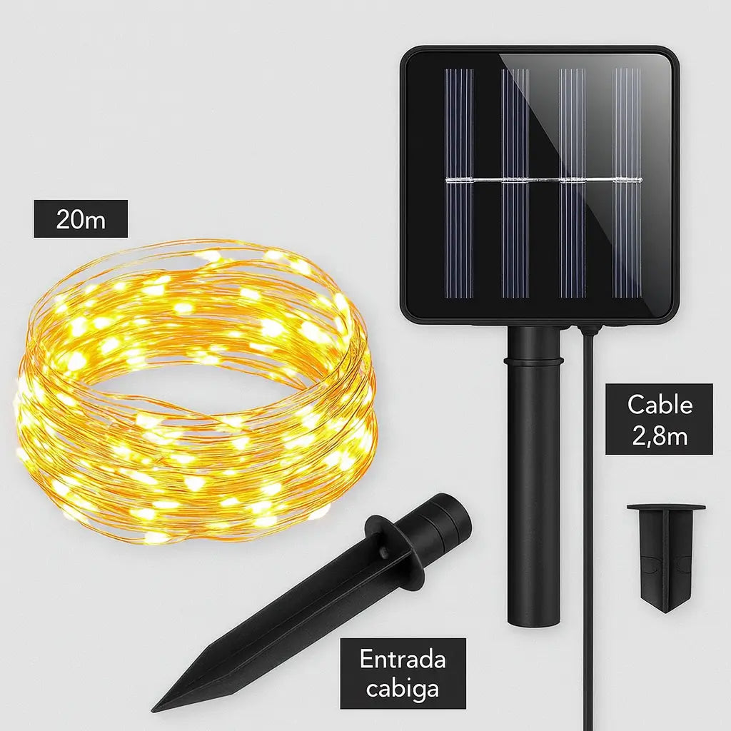 Luz Hada Solar Cálida 🌟  – Decora tu hogar 🏠 – ¡Ilumina Sin Pagar Energía!💡