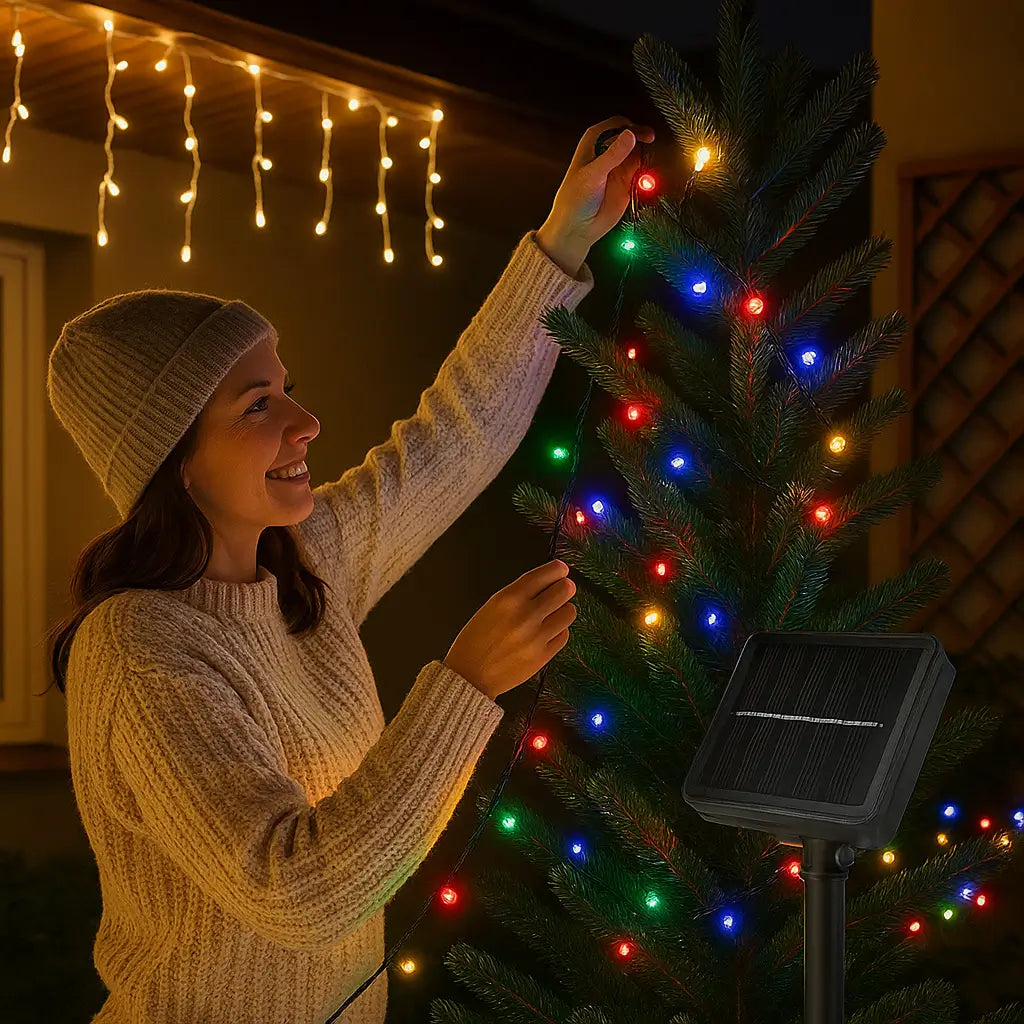 Luces Navideñas Solares Multicolor 🎇 – Decoran y Ahorran tu Hogar – Ilumina sin Preocuparte del Consumo