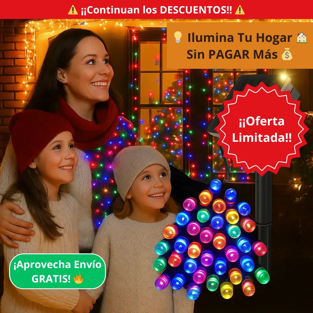 Luces Navideñas Solares Multicolor 🎇 – Decoran y Ahorran tu Hogar – Ilumina sin Preocuparte del Consumo