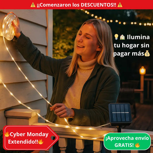Manguera LED Solar Cálida ✨ – Decora tu Terraza, Jardín o Negocio 🏠 – ¡Ilumina Sin Pagar Energía!💡