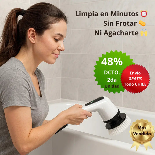 Cepillo de Limpieza Inalámbrico 🔋 – 7 Cabezales Intercambiables 🔄 – Ahorra tiempo ⏱️ en cada limpieza diaria 🧽