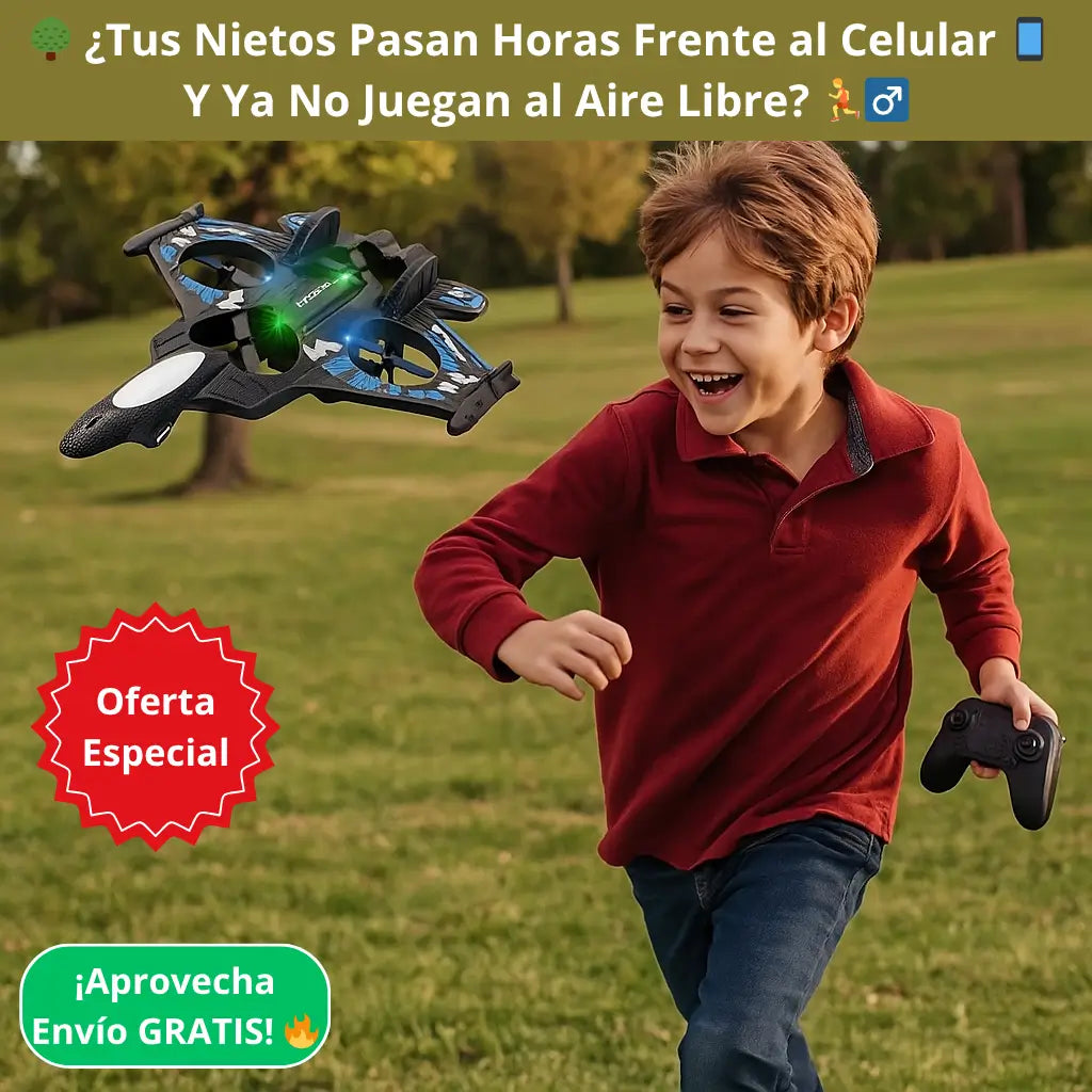 Avión Dron LED – Juego al Aire Libre – Regala Diversión Segura y Sin Pantallas